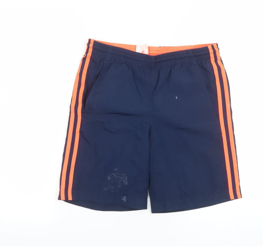 Adidas Boys Navy Blue Athletic Shorts 11-12 Years Polyester Elastic Waist