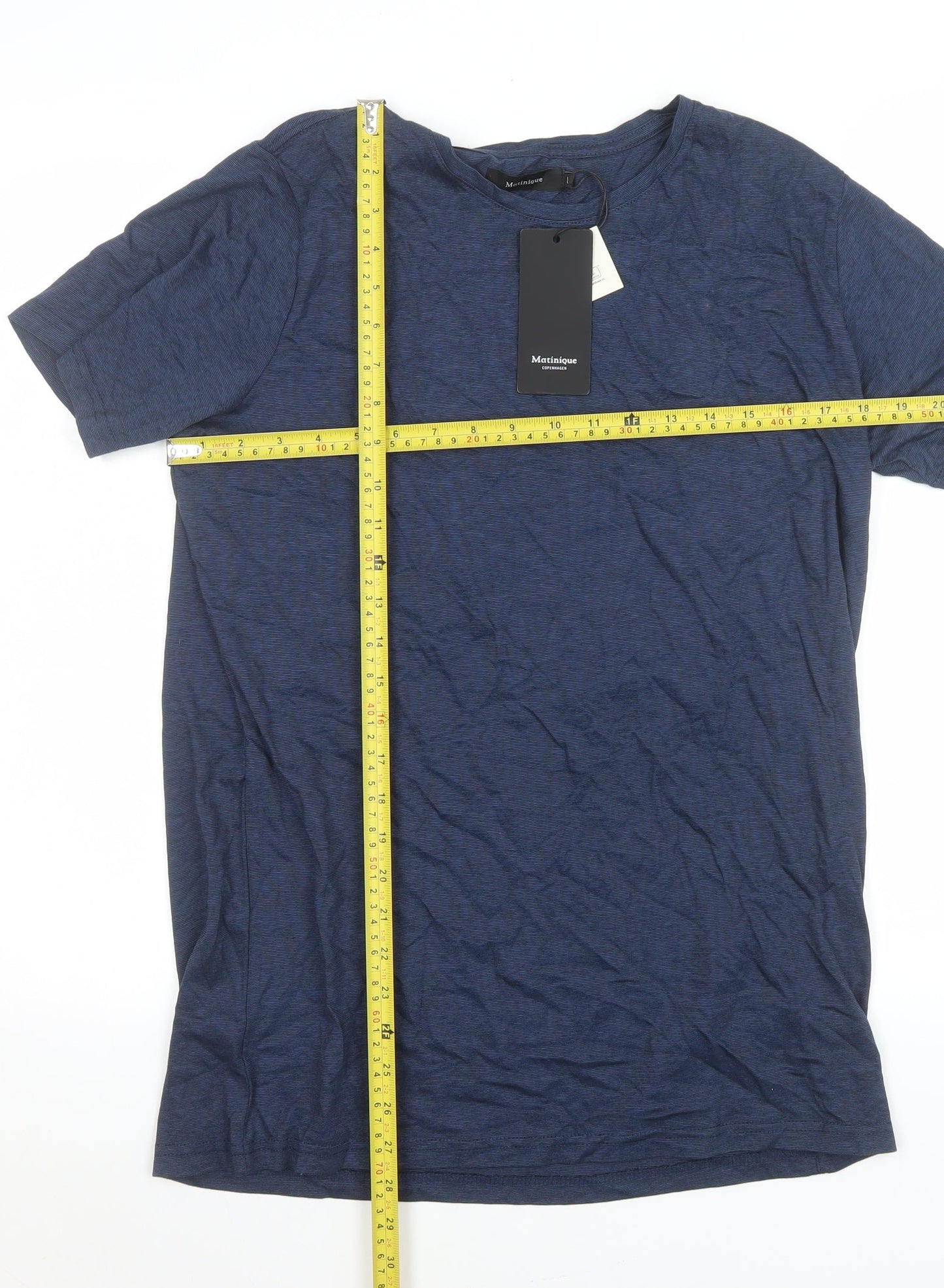 Matinique Men's Blue Cotton Crew Neck Short Sleeve T-Shirt Size L