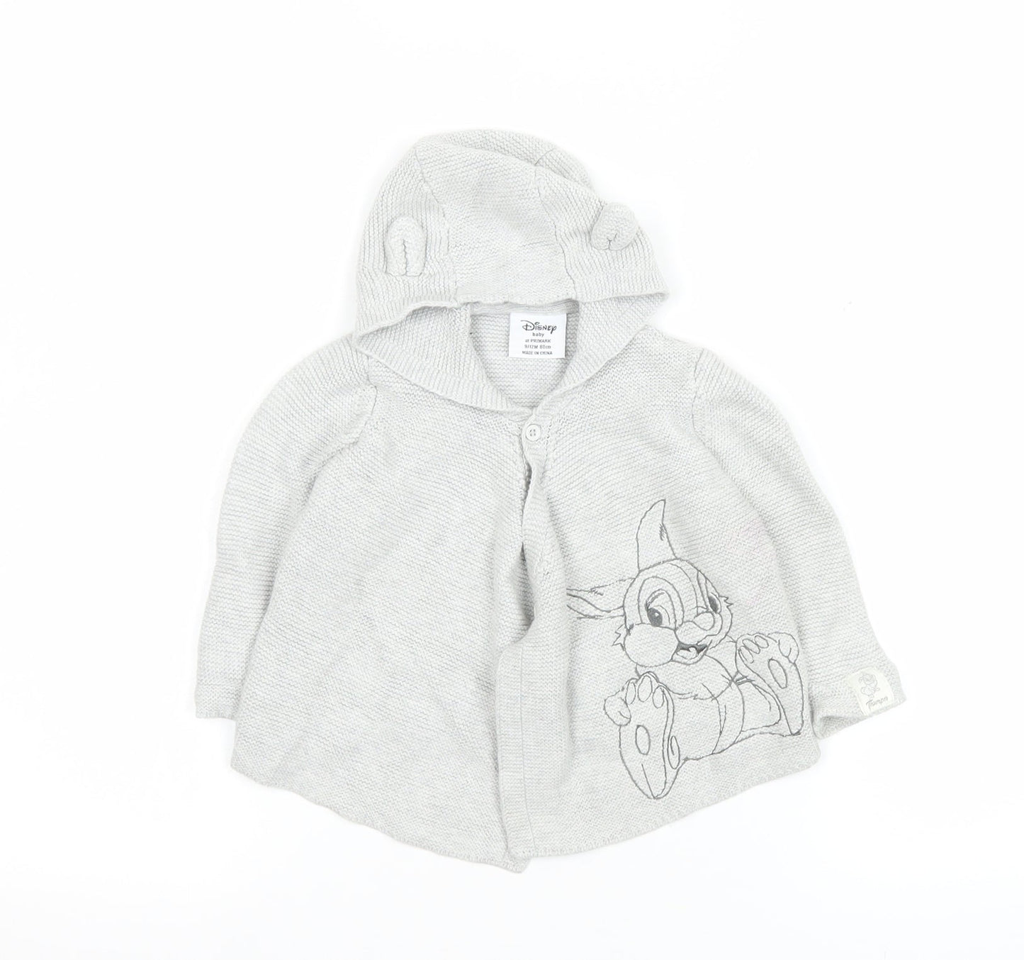 Disney Baby Grey Bambi Hooded Cotton Cardigan 9-12 Months Unisex