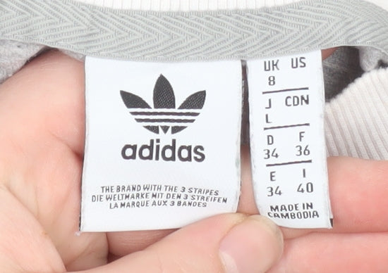Adidas Women's Grey Long Sleeve Crew Neck Stretch T-Shirt UK 8