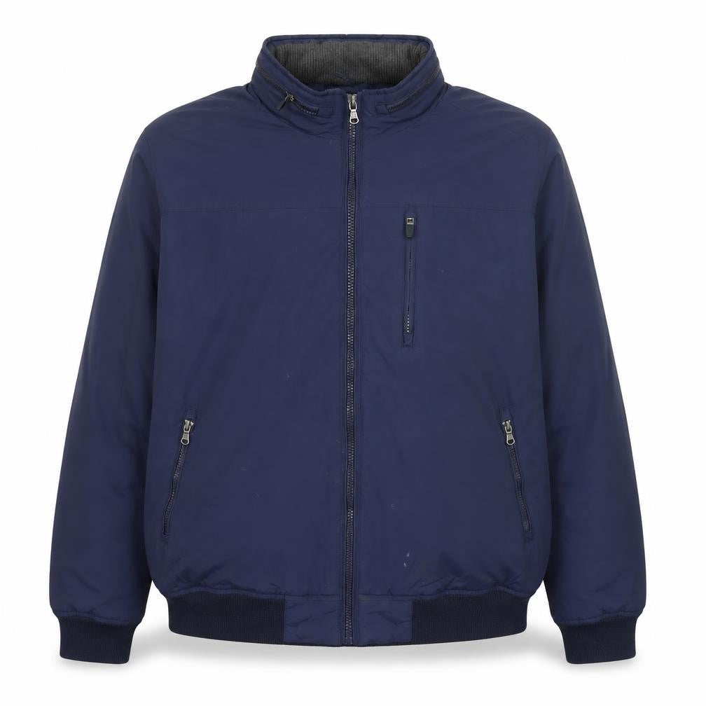 St Bernard Men’s Blue Nylon Bomber Jacket XL Full Zip Casual