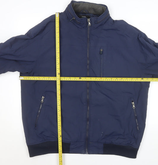 St. Bernard Men’s Blue Nylon Bomber Jacket XL Full Zip Casual