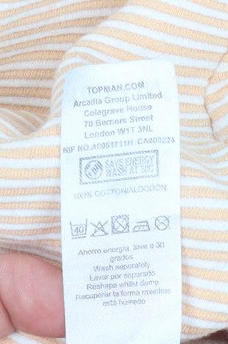 Topman Men's Beige Striped Long Sleeve XL Cotton Casual Shirt