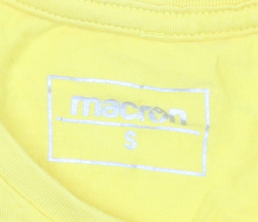 Macron Men's Yellow Cotton Sports University Graphic T-Shirt Size S