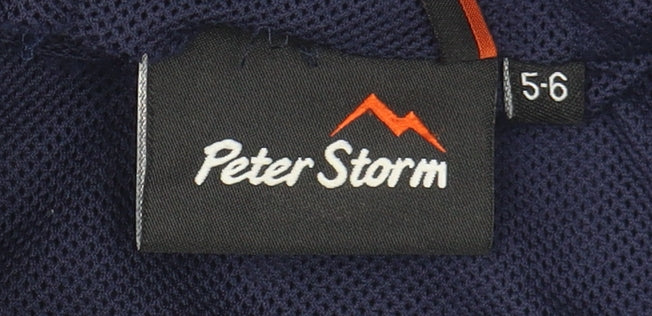 Peter Storm Boys Blue Orange Hooded Waterproof Rain Coat Jacket 5-6 Years