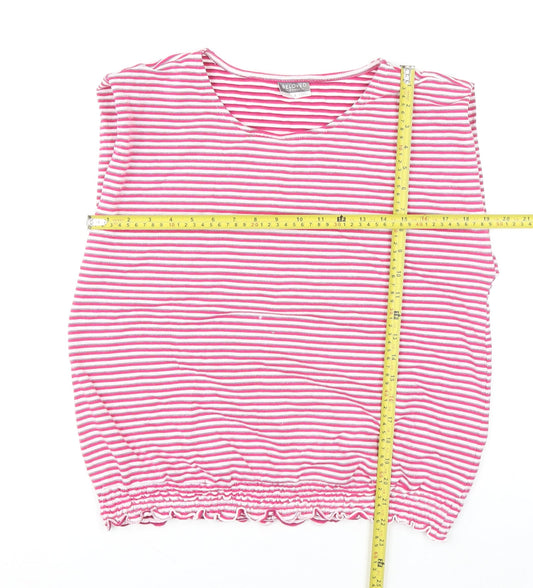 Beloved Women Pink Striped Sleeveless Jersey T-Shirt Size L