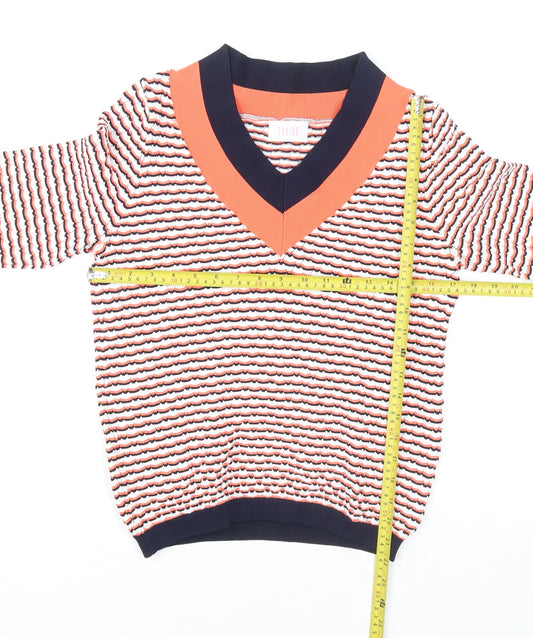 Savida Women's Multicoloured Striped V-Neck Knit Jumper Size 12