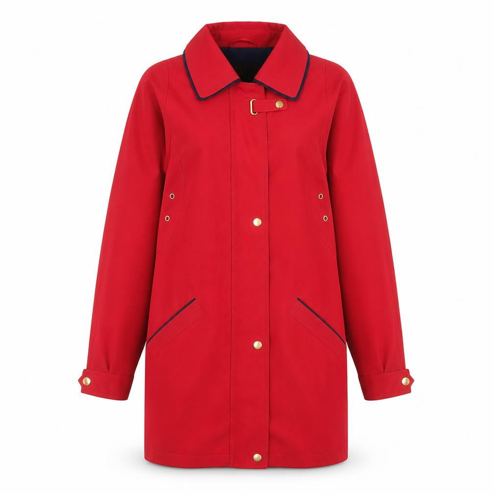 David Barry Women’s Red Mid-Length Rain Coat Size 10 Waterproof