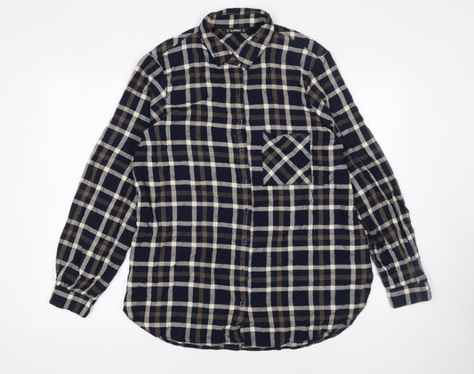 Dunnes Women's Blue Check Long Sleeve Button-Up Shirt Size 14