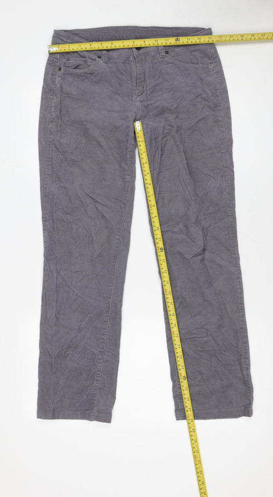 United Colors of Benetton Womens Grey Corduroy Chino Trousers Size 12