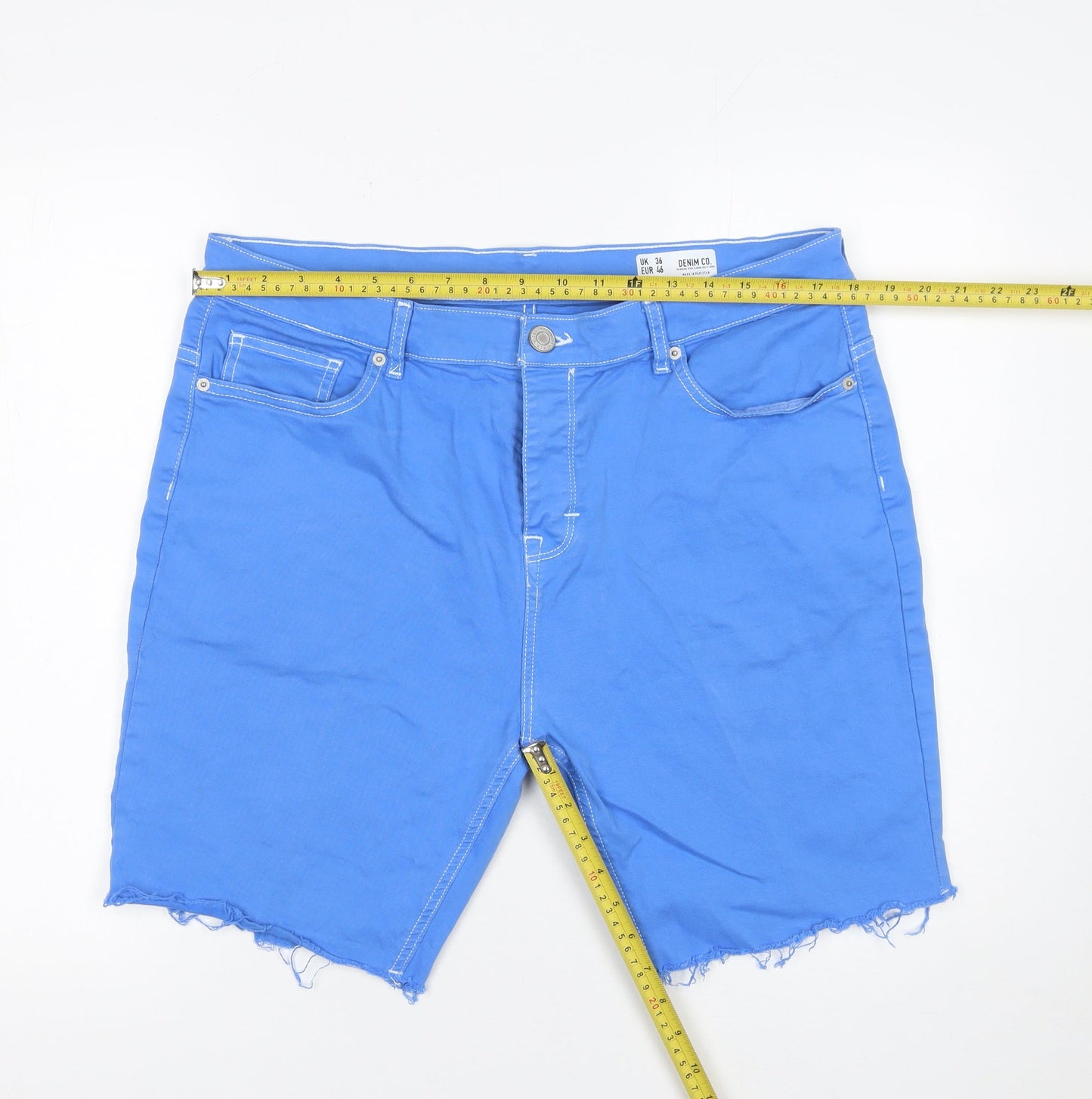 Denim Co. Men's Blue Stretch Slim Fit Chino Shorts Size 36