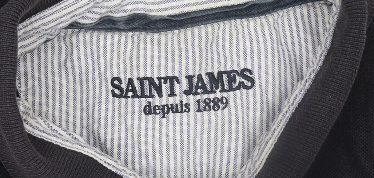 Saint James Men’s Black XL Cotton Short Sleeve Polo Shirt