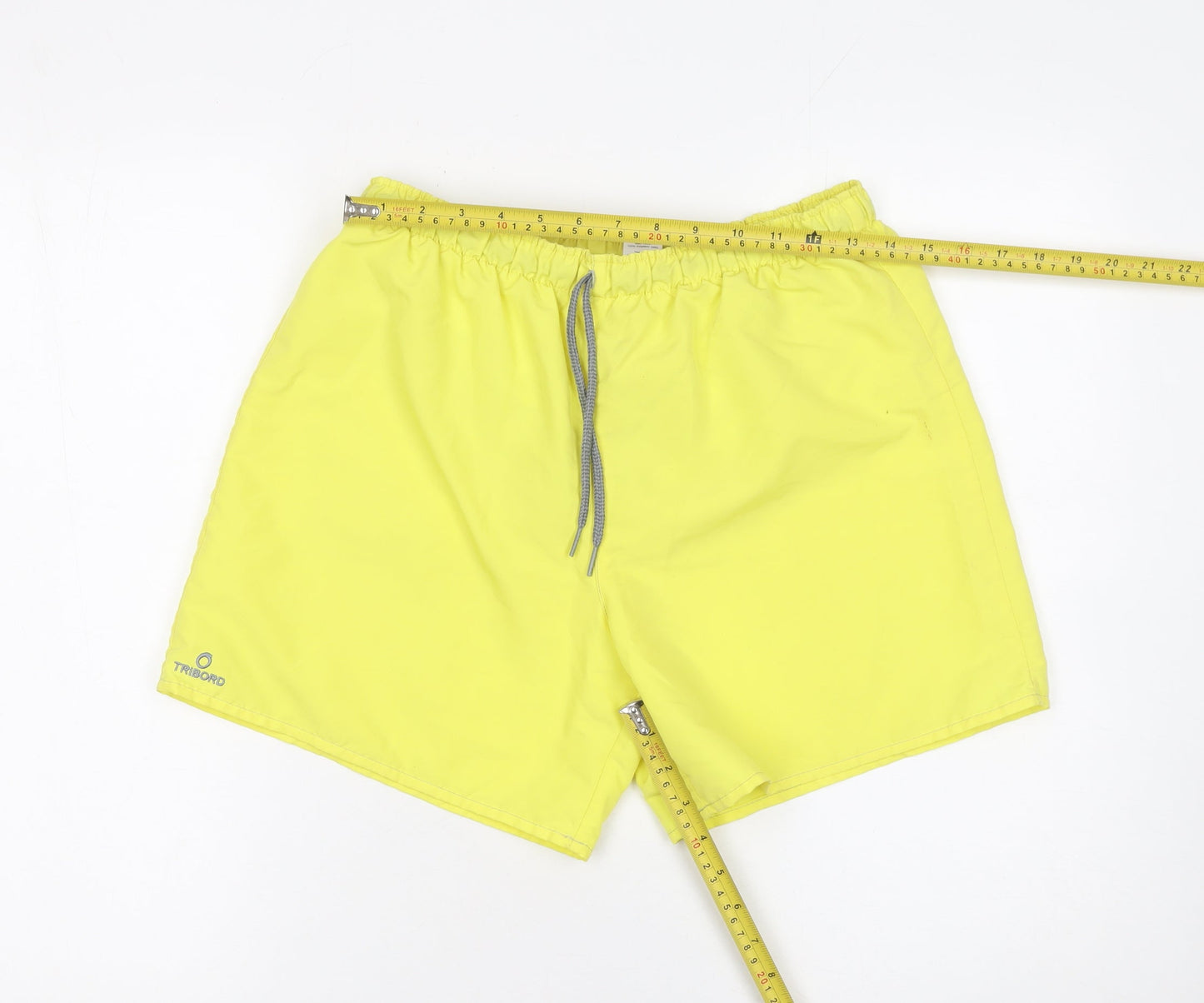 Tribord Men’s Yellow Athletic Beach Shorts Size M Polyester Quick Dry