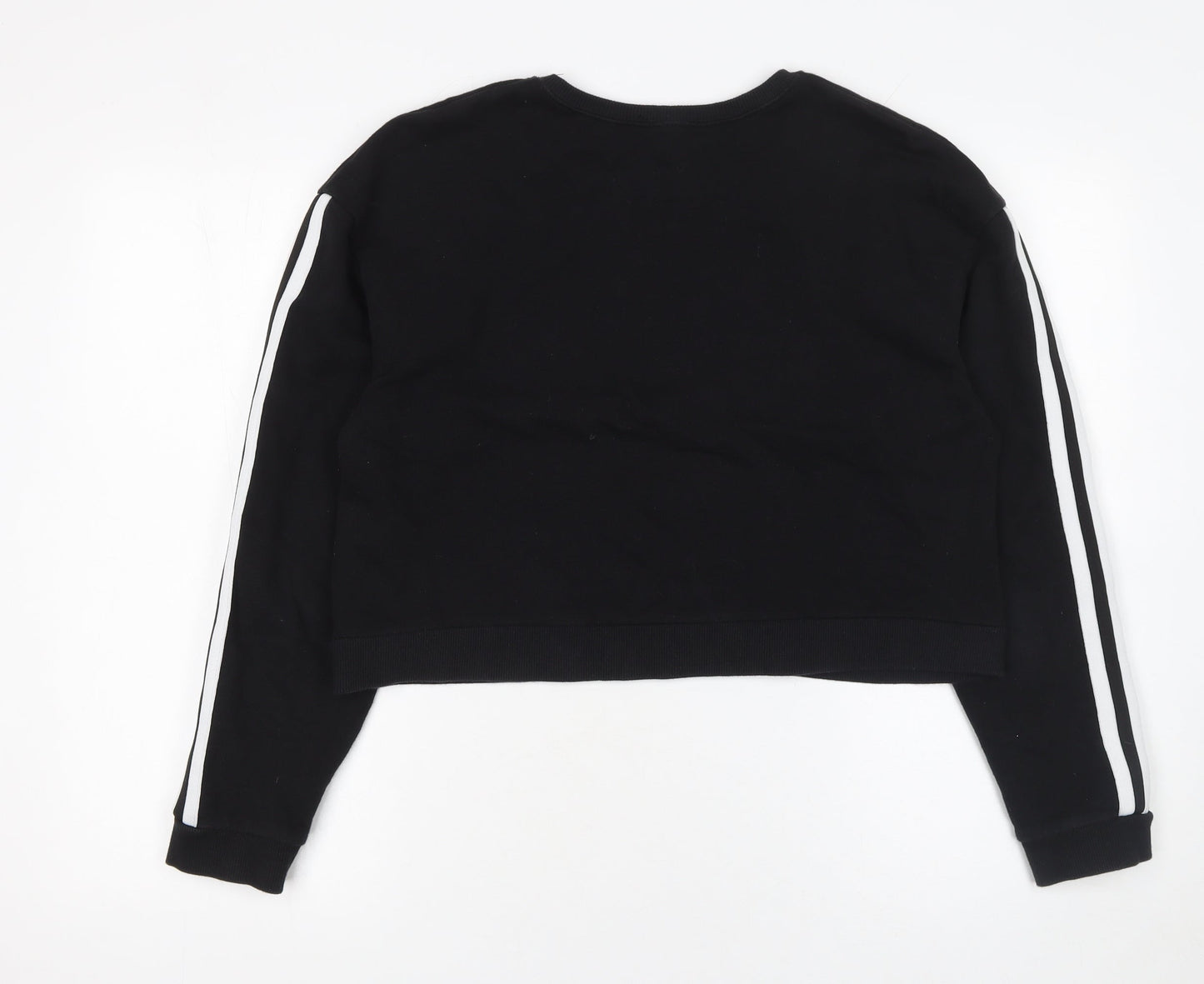 New Look Womens Black Cotton Crew Neck Cropped Sweatshirt Size 16