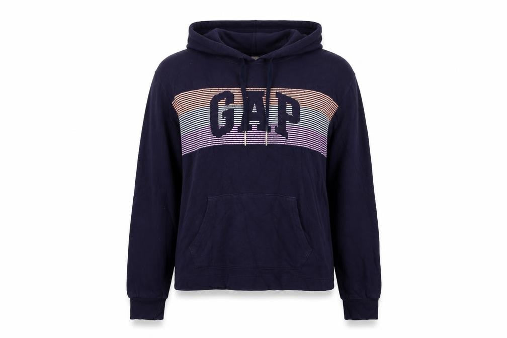 Gap Womens Navy Hoodie L Cotton Logo Print Casual Pullover