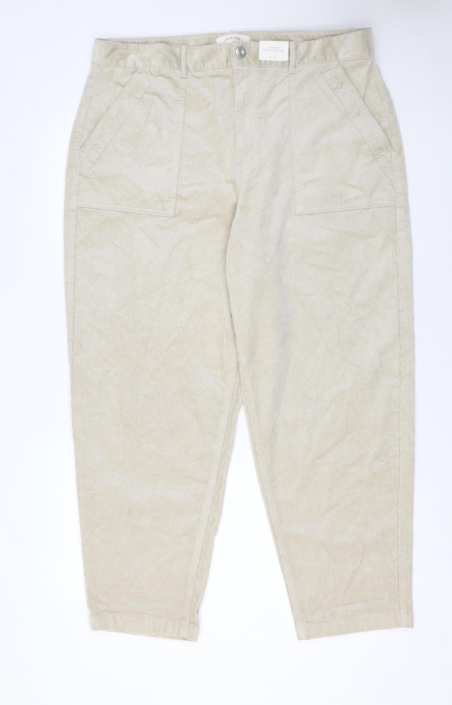 Marks and Spencer Women’s Beige Corduroy Chino Trousers Size 18 Regular