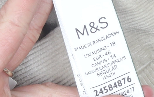 Marks and Spencer Women’s Beige Corduroy Chino Trousers Size 18 Regular