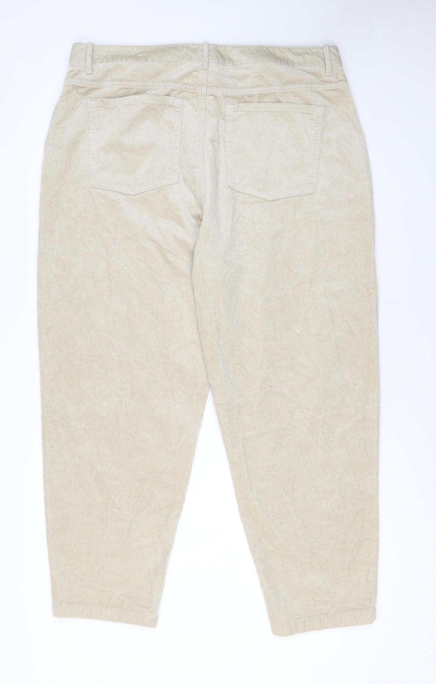 Marks and Spencer Per Una Beige Corduroy Tapered Trousers Size 18 Regular