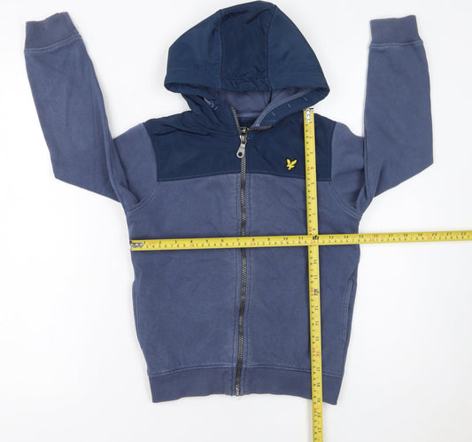 Lyle & Scott Boys Blue Full Zip Hoodie 8-9 Years Polyester Fleece