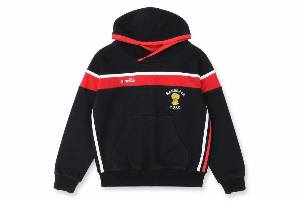 O'Neill Boys Black Red Pullover Hoodie 9-10 Years Sandbach RUFC Fleece