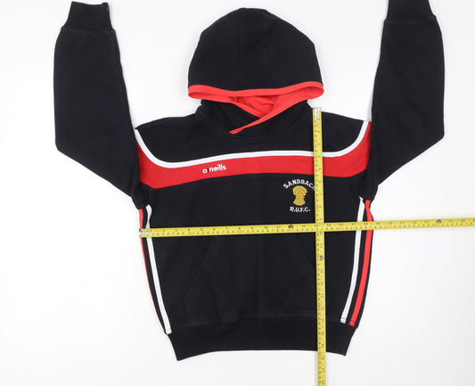 O'Neills Boys Black Red Pullover Hoodie 9-10 Years Sandbach RUFC Fleece