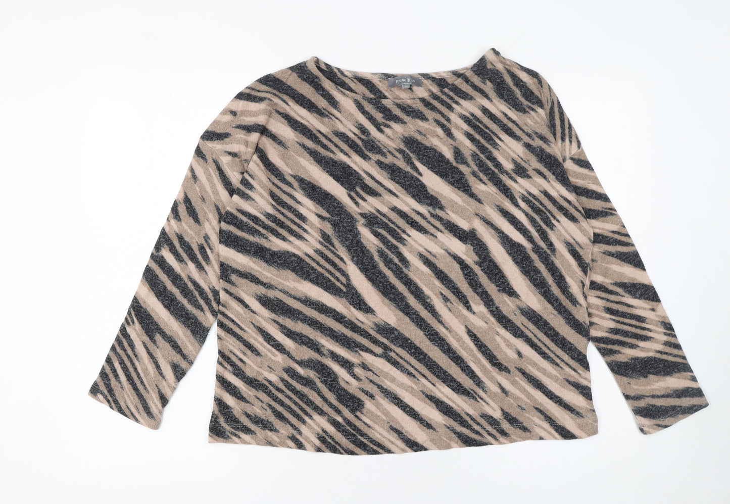 Principles Women's Beige Animal Print Pullover Jumper Size 14