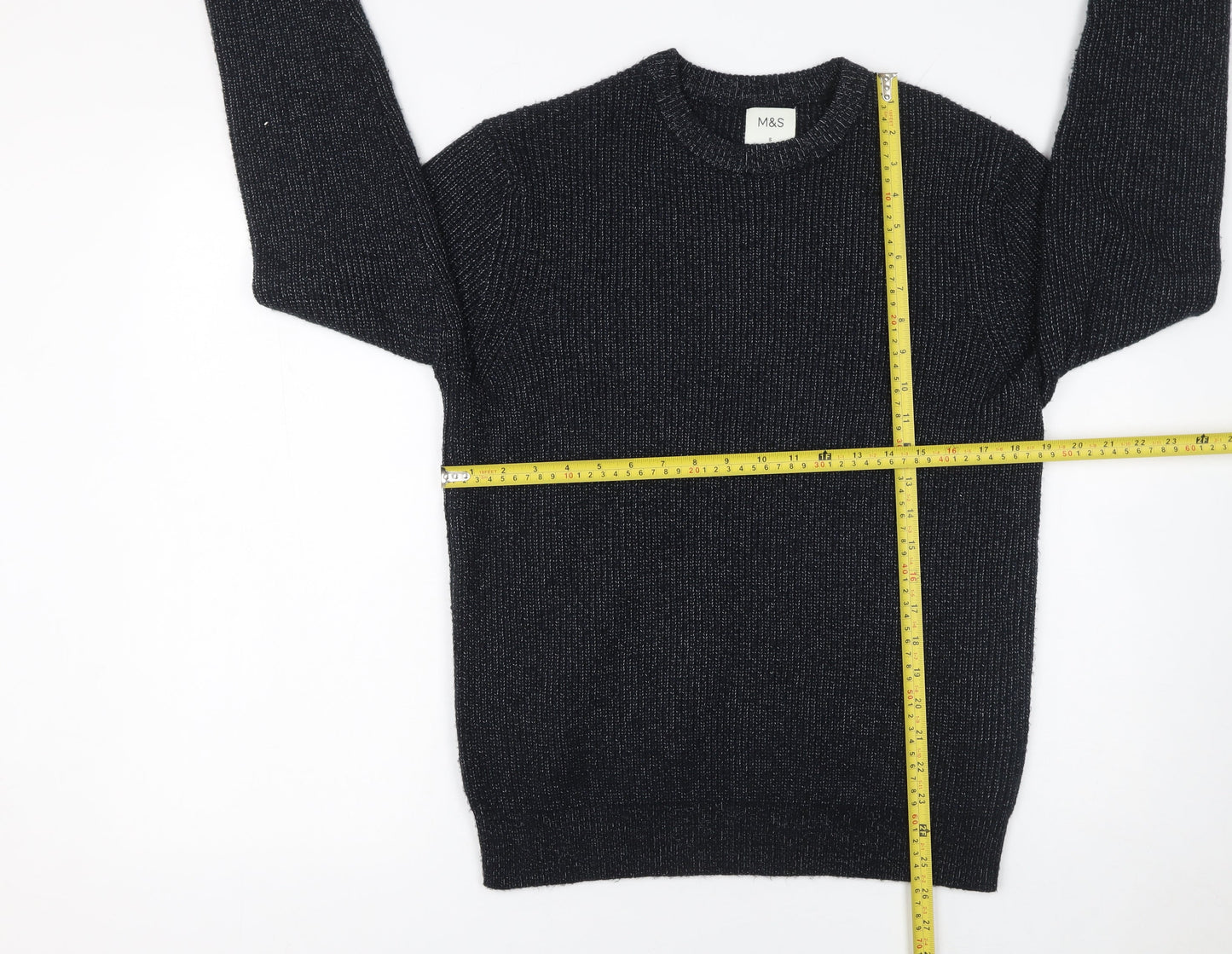 Marks and Spencer Men's Black Small Chunky Knit Crew Neck Jumper