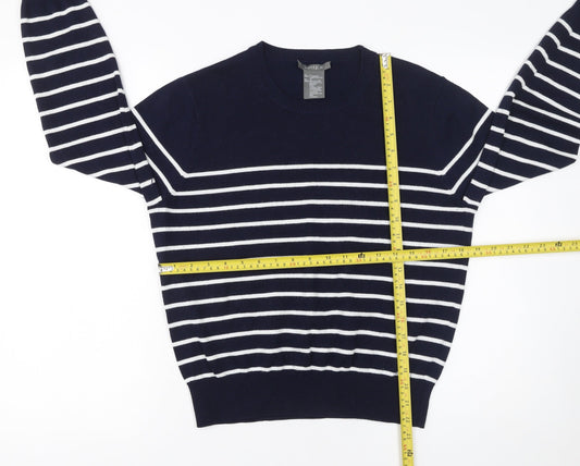 Matty M Women's Blue Striped Crew Neck Knit Jumper XL