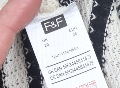 F&F Women Black White Striped Knit Cropped Tie Tank Top Size 20
