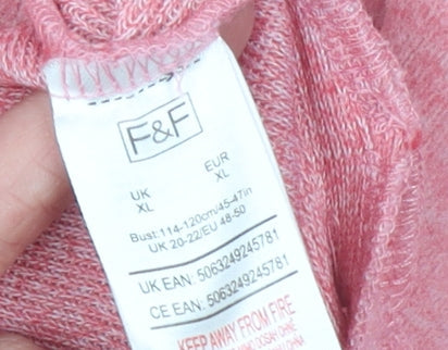 F&F Womens Pink Rhinestone Star Pullover Jumper XL