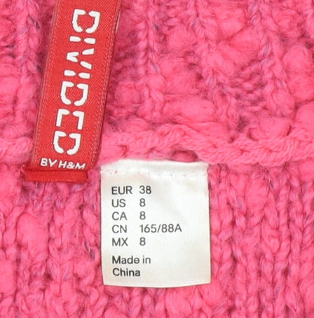 H&M Women Pink Chunky Knit Pullover Jumper Size 10