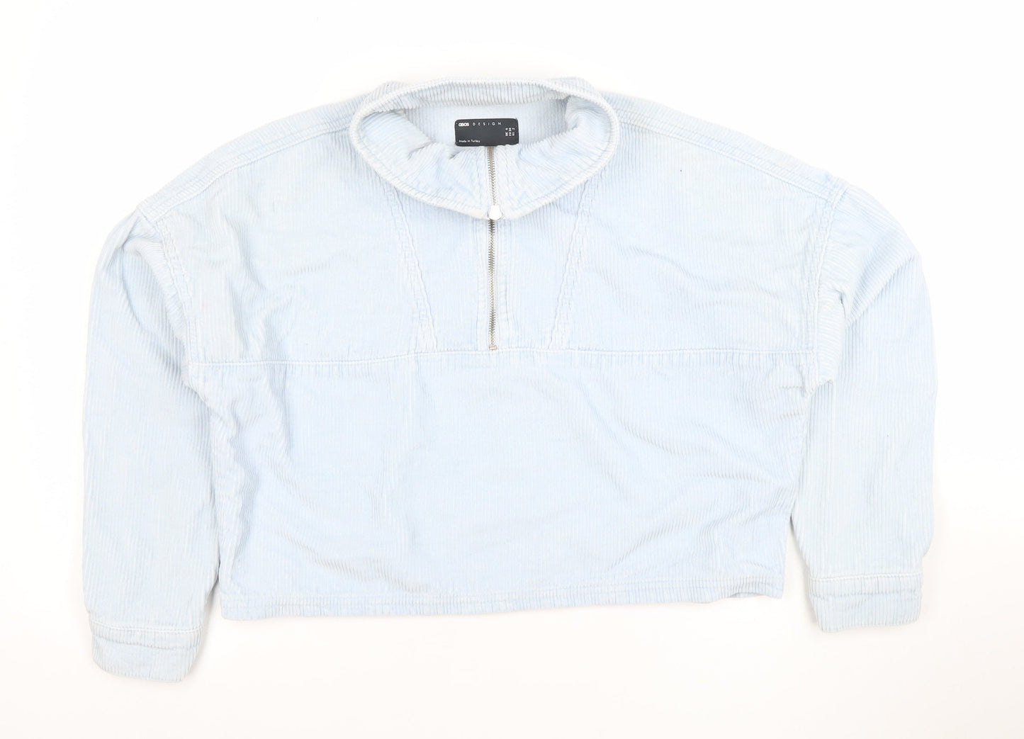 ASOS DESIGN Women Blue Corduroy Cropped Half Zip Jacket Size 6
