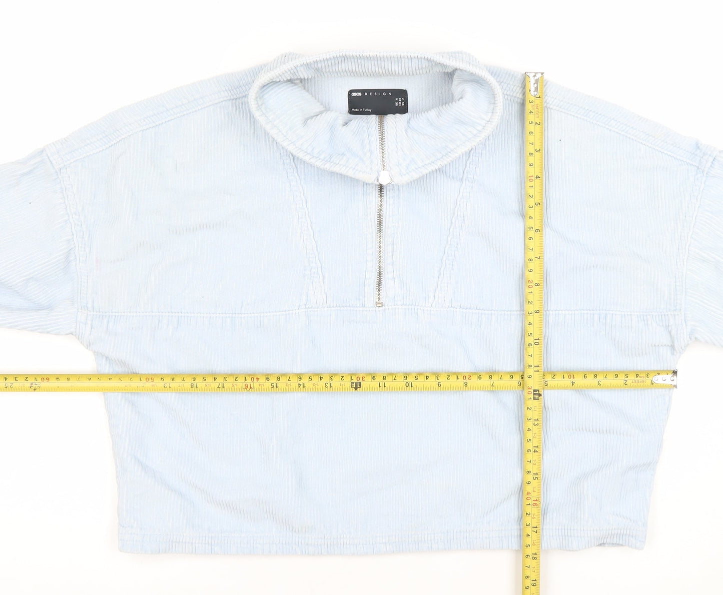 ASOS DESIGN Women Blue Corduroy Cropped Half Zip Jacket Size 6