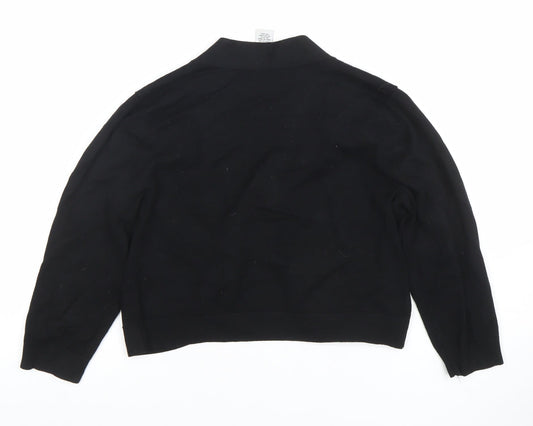 Carmen Marc Valvo Women's Black L Knit Open Cardigan