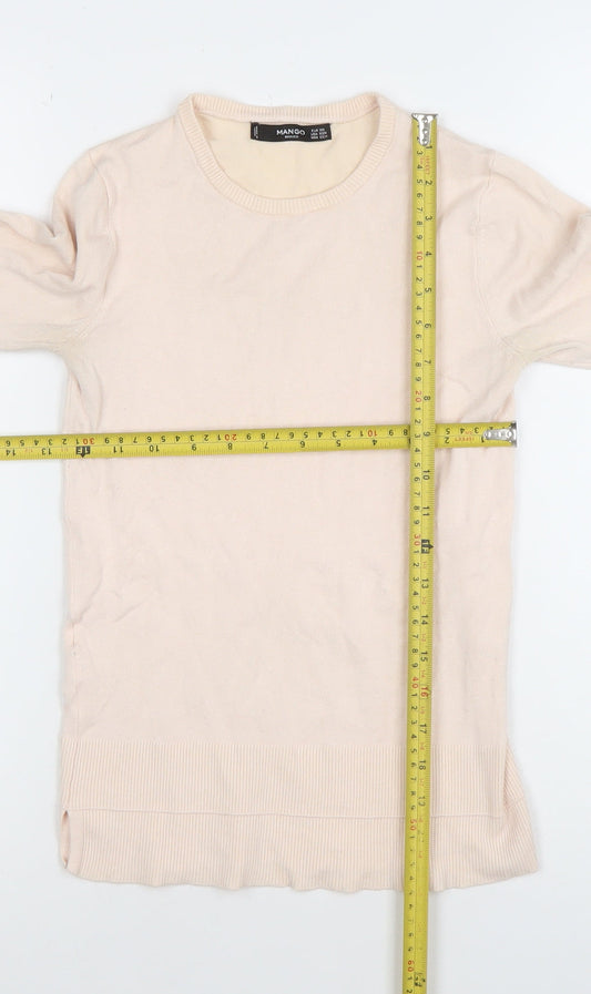 Mango Women’s Beige Cotton Crew Neck Long Sleeve Jumper XS