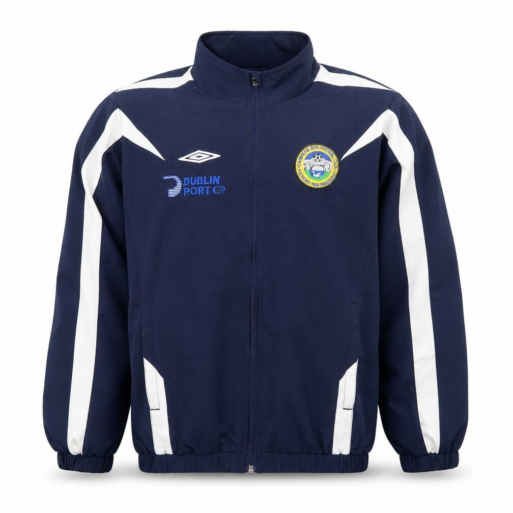 Front view of Umbro boys’ blue full zip track jacket, size 13, years sports football coat