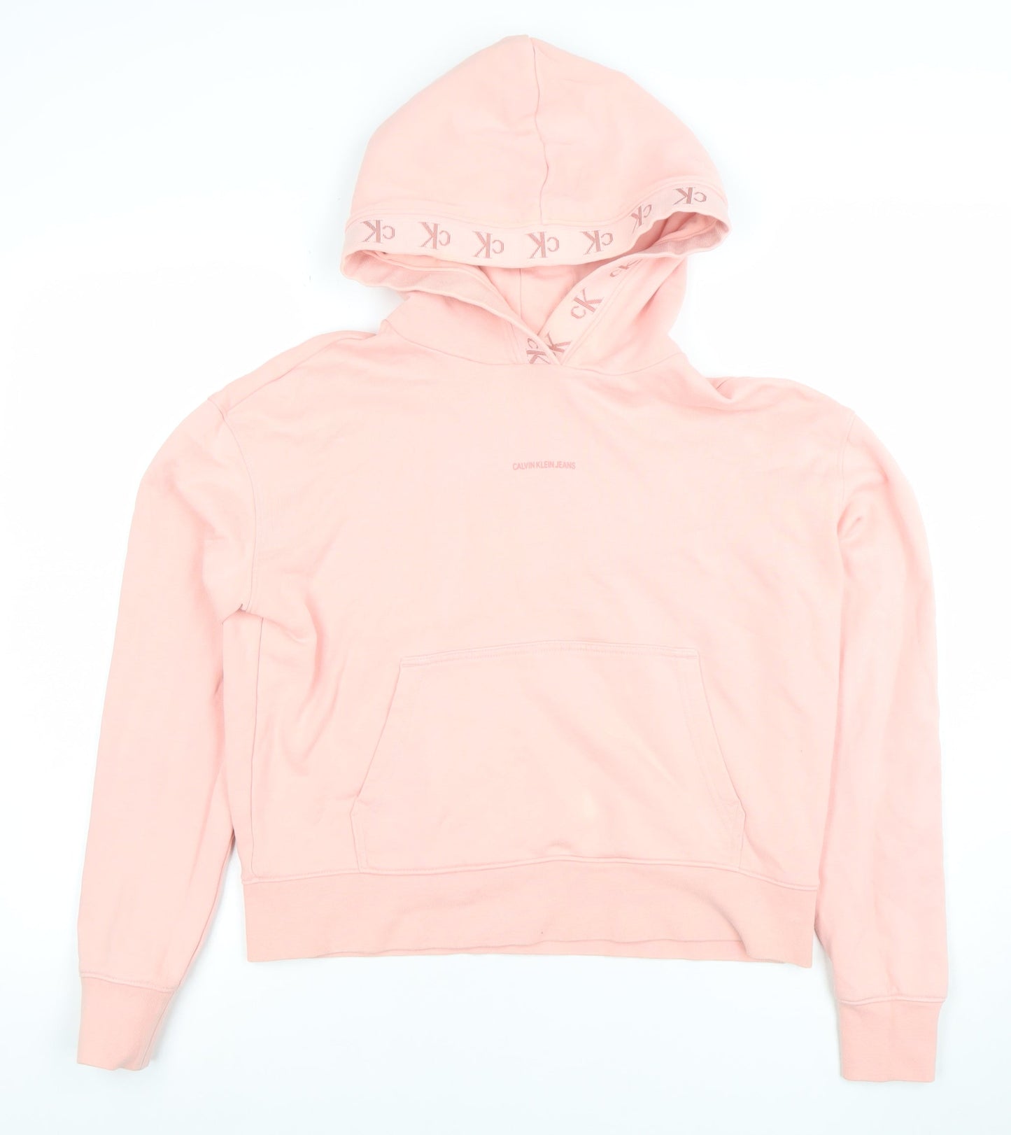 Calvin Klein Jeans Women's Pink Cotton Hoodie M Pullover