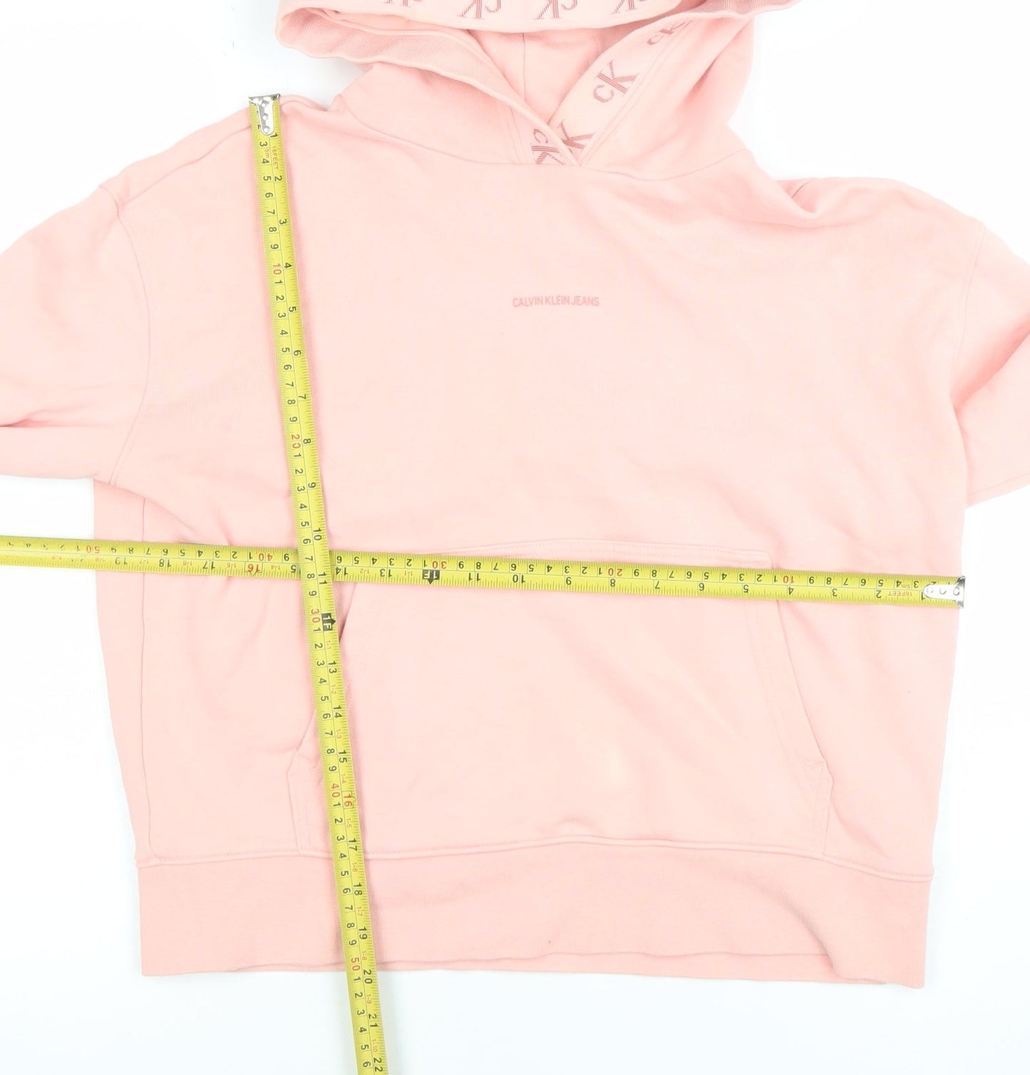 Calvin Klein Jeans Women's Pink Cotton Hoodie M Pullover