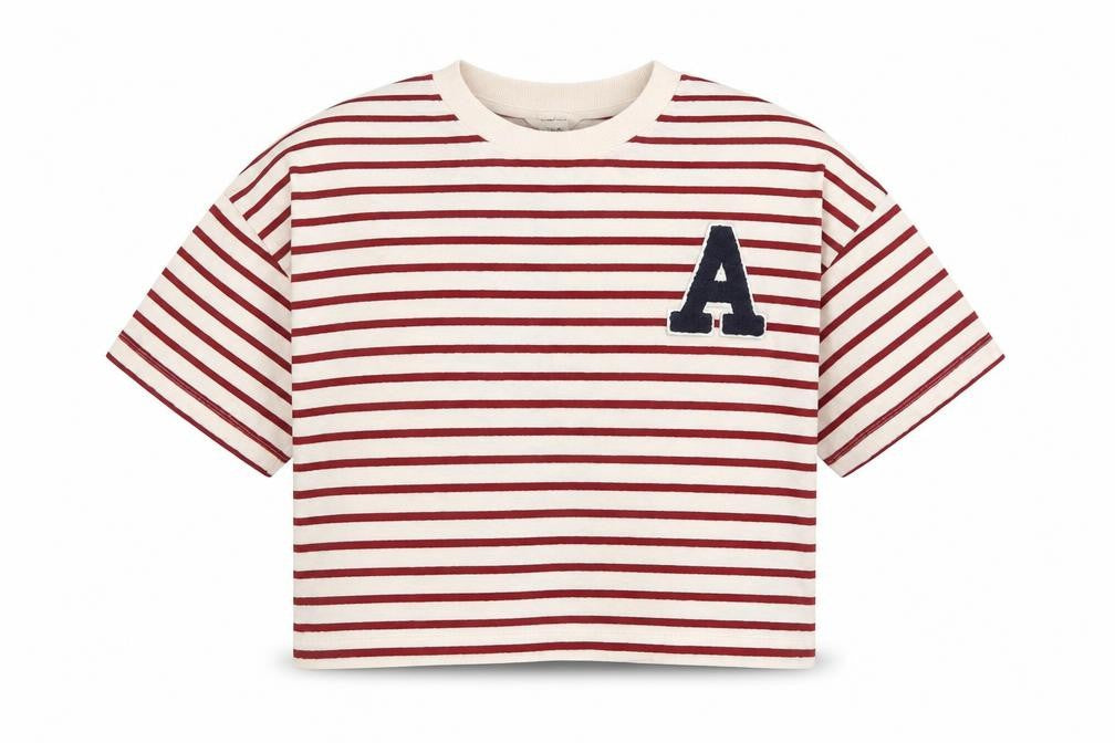 River Island Women’s Multicoloured Striped Cropped Relaxed T-Shirt Size 14
