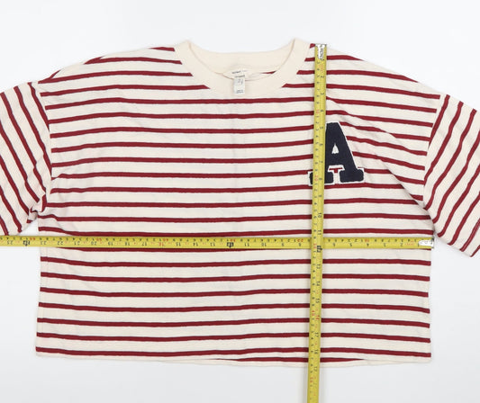 River Island Women’s Multicoloured Striped Cropped Relaxed T-Shirt Size 14