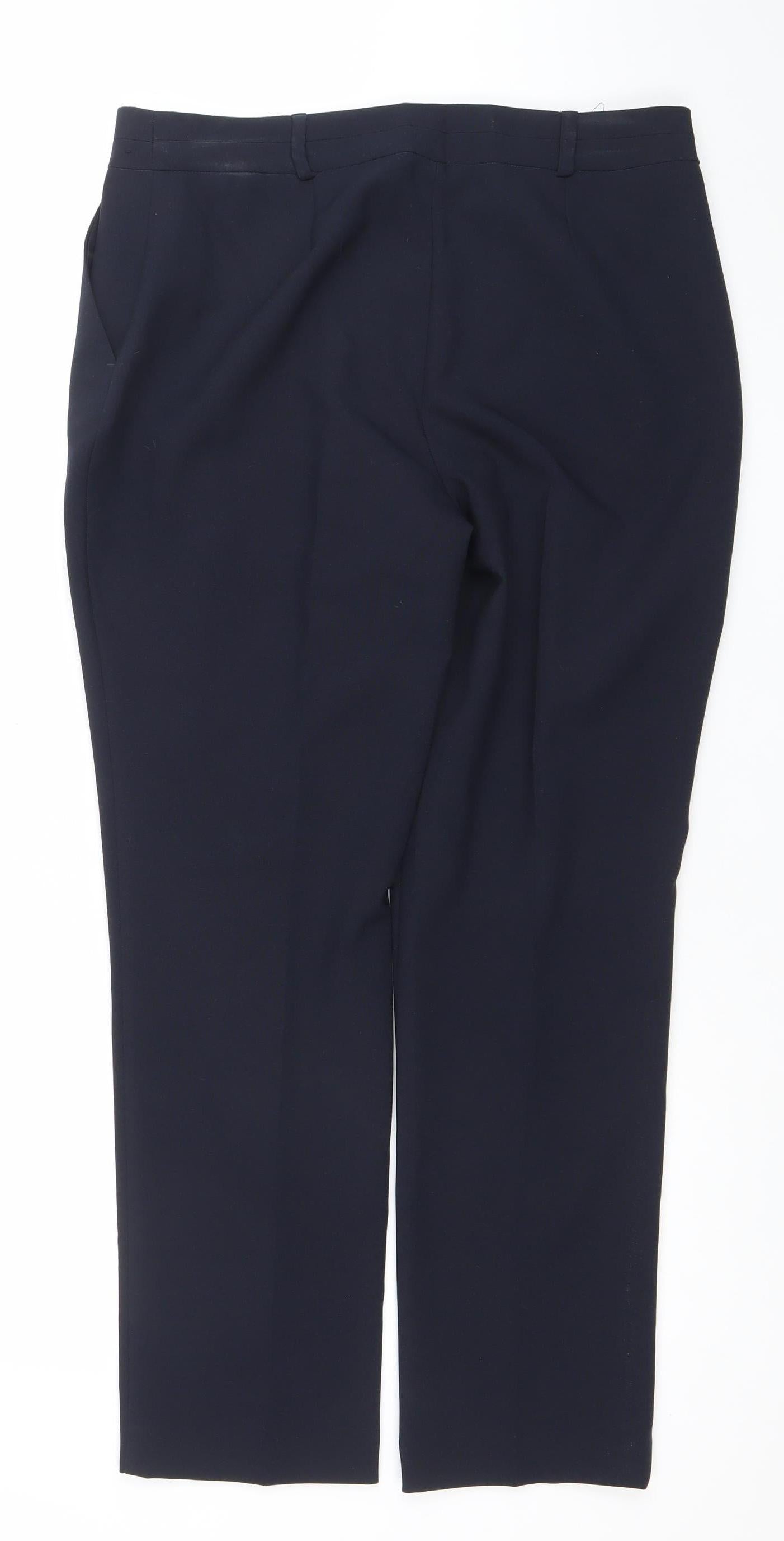 Dunnes Women's Blue Size 12 Straight Leg Polyester Work Trousers