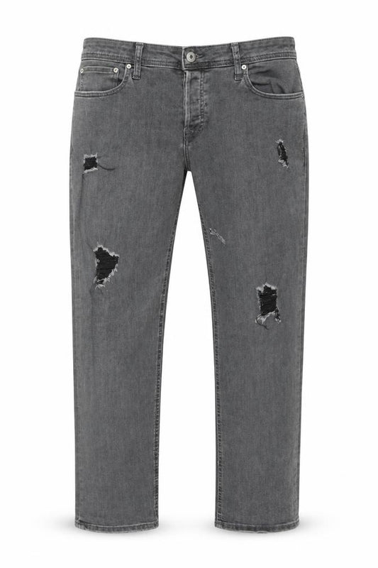 Jack & Jones Men’s Grey Denim Distressed Straight Jeans 38W 32L