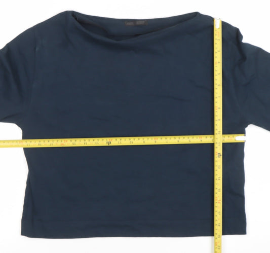 Zara Women Blue Cotton Boat Neck 3/4 Sleeve Blouse Size 12