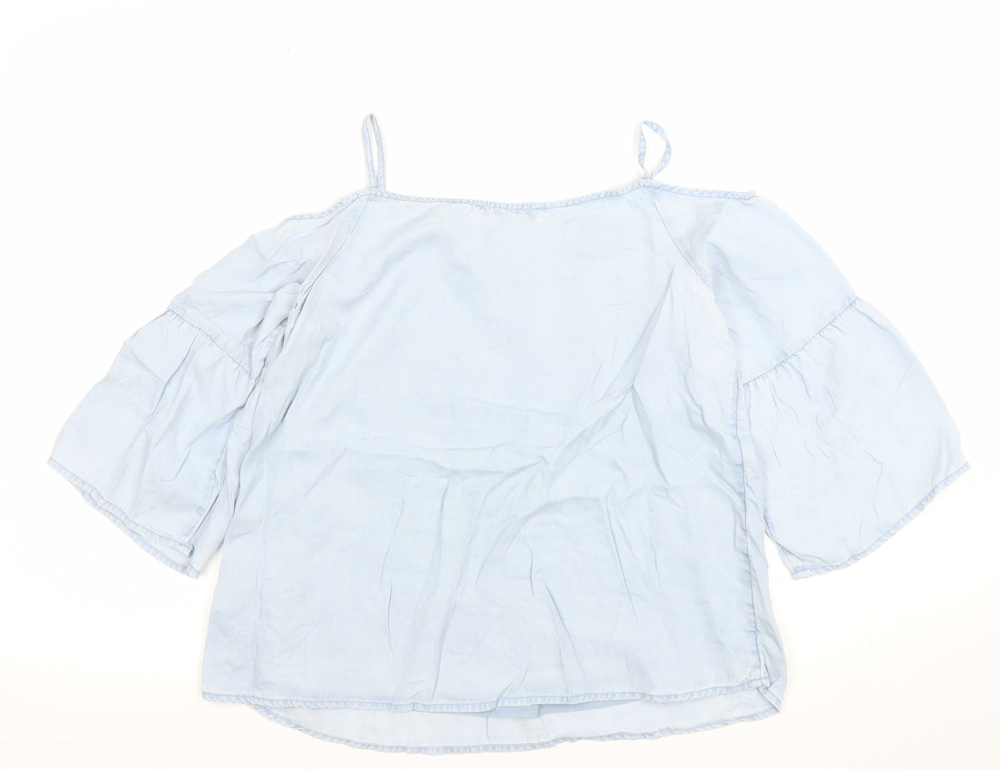Marks and Spencer Girls Blue Embroidered Off Shoulder Blouse 11-12 Years