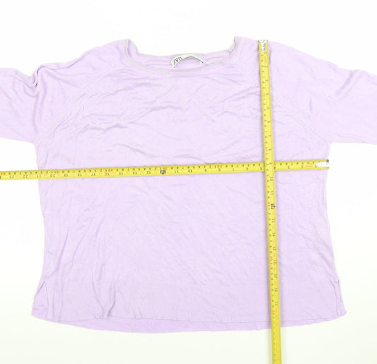 ZARA Women Purple Knit Crew Neck Long Sleeve Pullover Jumper Size L