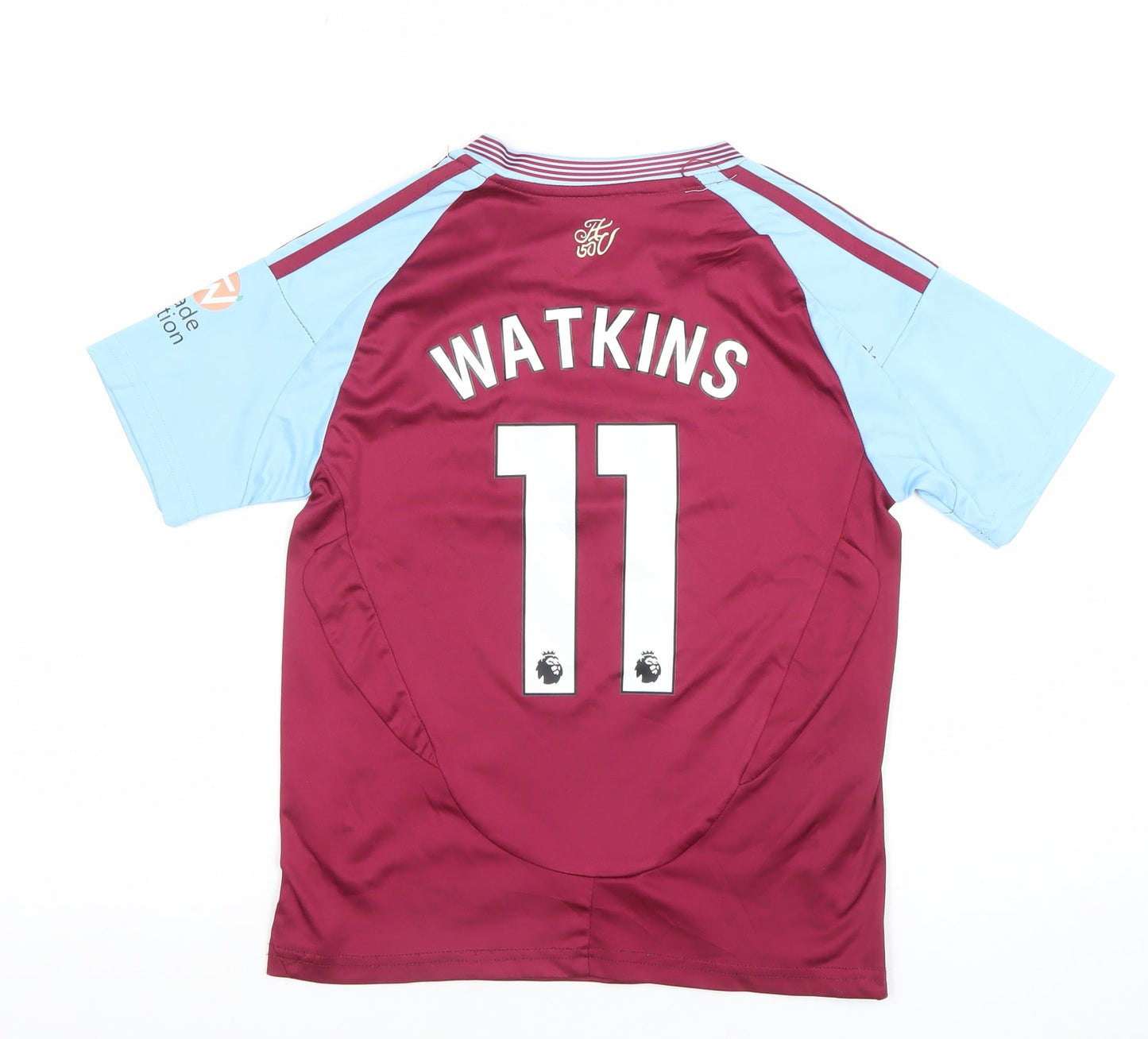 Adidas Boys Aston Villa Football Jersey Burgundy Blue Size 22 Slim Fit