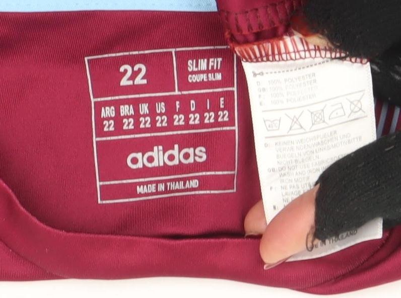 Adidas Boys Aston Villa Football Jersey Burgundy Blue Size 22 Slim Fit