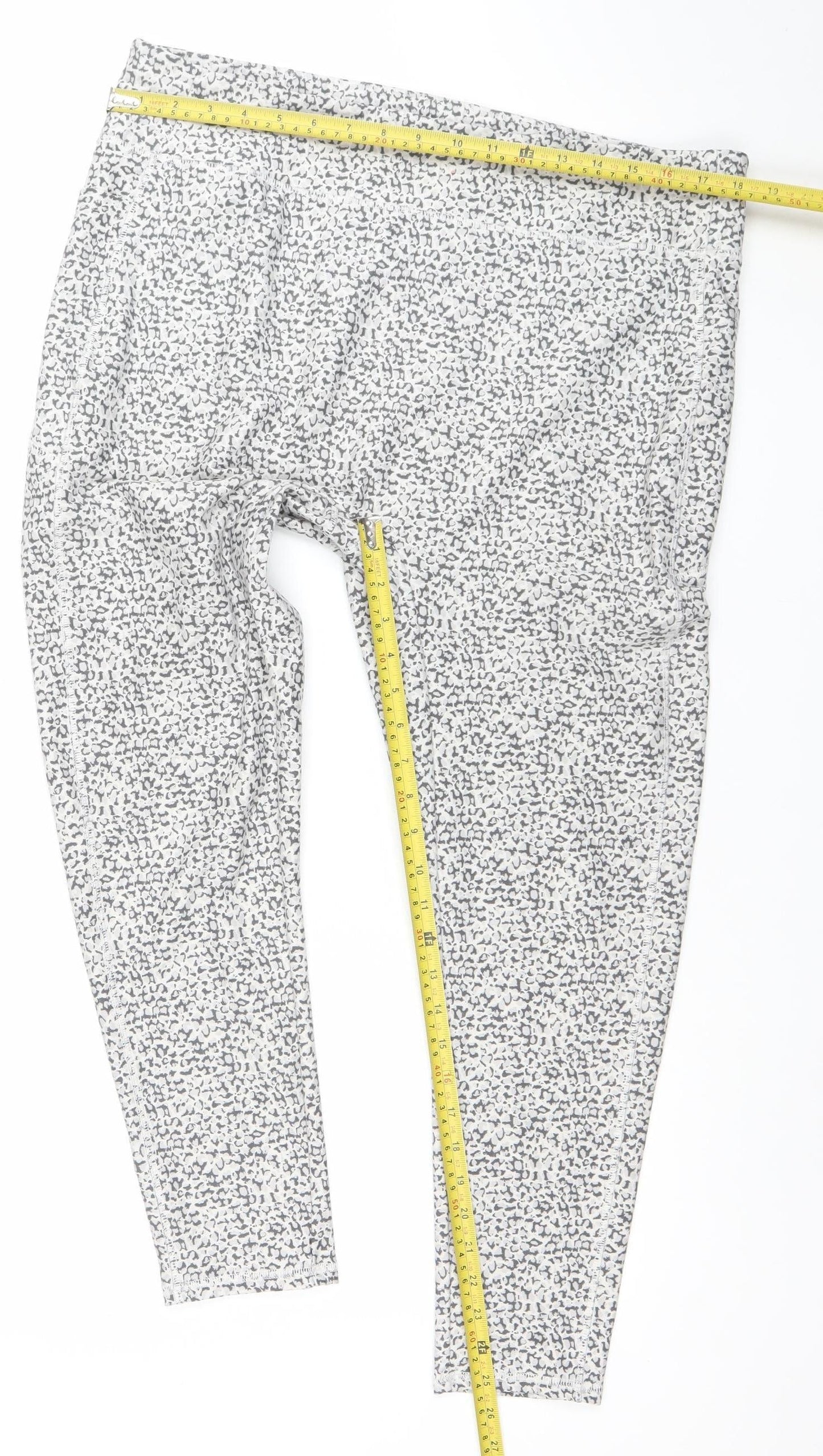 F&F Active Womens Grey Animal Print Leggings Size L Quick Dry