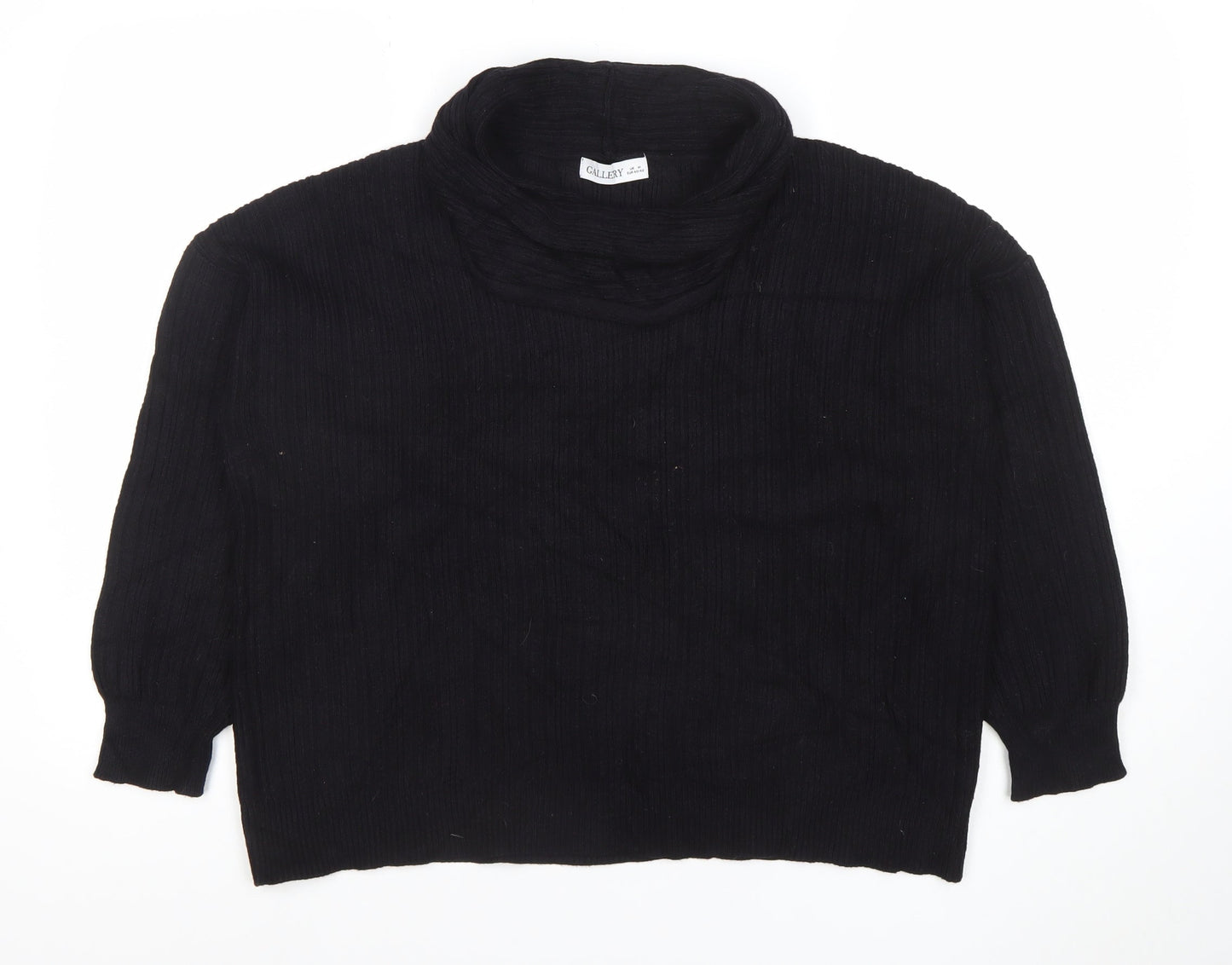 Gallery Women’s Black Roll Neck Knit Jumper Size M Long Sleeve