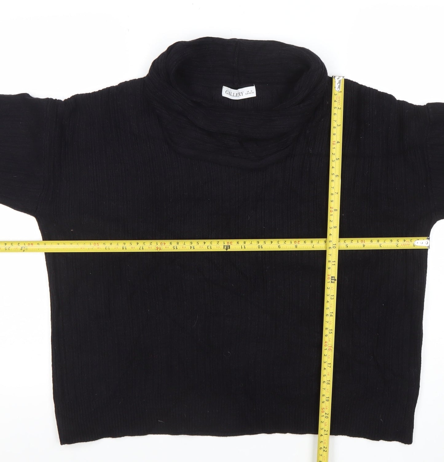 Gallery Women’s Black Roll Neck Knit Jumper Size M Long Sleeve